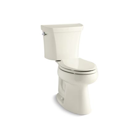 KOHLER Elongated Dual-Flush Chair Height Toilet, Elongated, Biscuit 3989-96